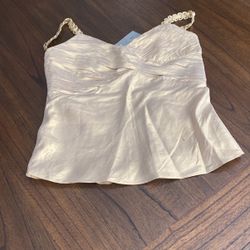 Beautiful Sz 4 Gold Lame Camisole Blouse