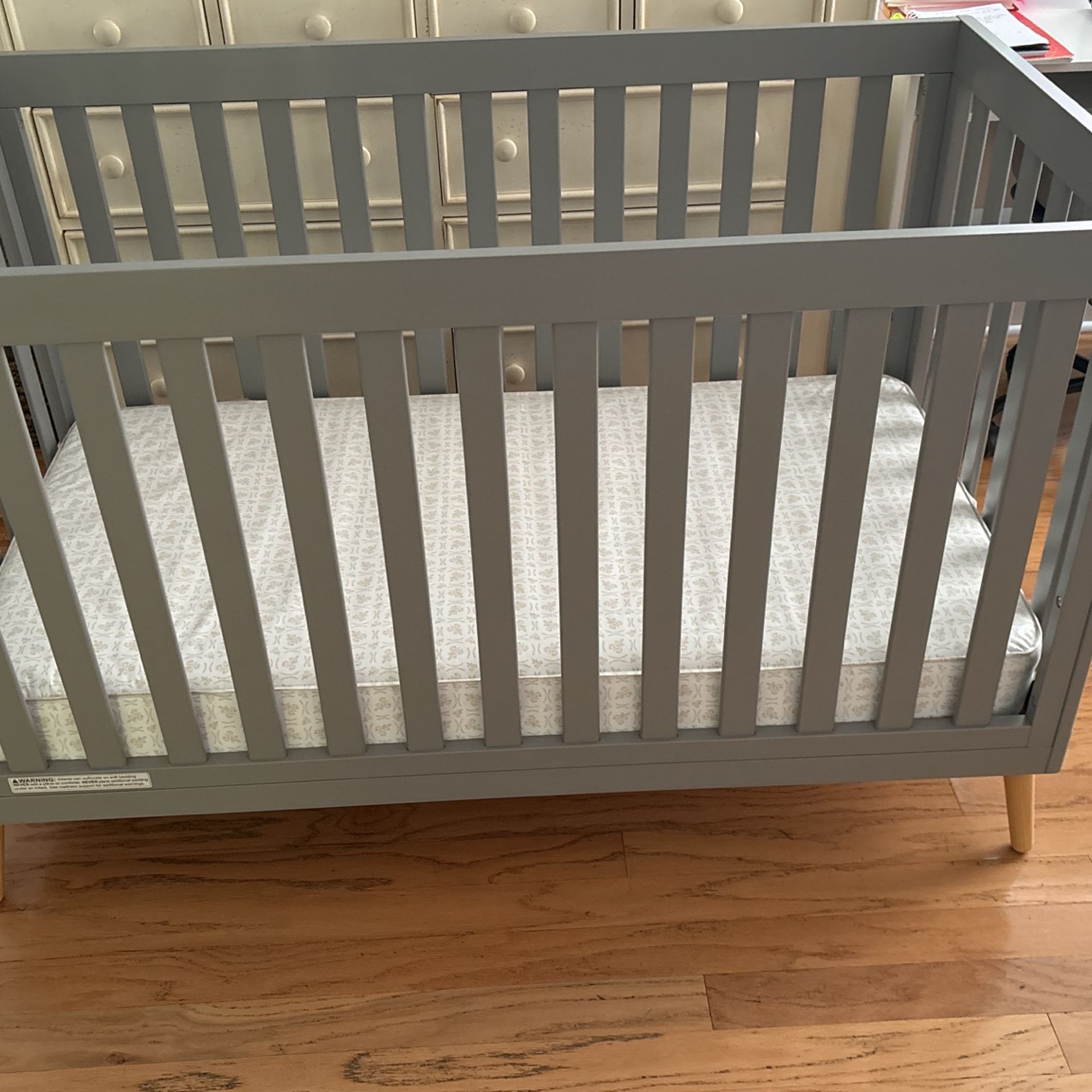 Delta grey Baby Or Toddler Wood Crib With Mattress