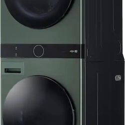 LG - 4.5 Cu. Ft. HE Smart Front Load Washer and 7.4 Cu. Ft. Electric Dryer WashTower with Steam and Built-In Intelligence - Nature Green
