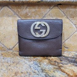 Authentic Compact Brown Gucci GG Wallet
