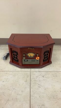 ANDERS NICHOLSON F-900 WOOD TURN TABLE , CASSETTE , CD STEREO SYSTEM , AM/FM RADIO.