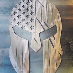 20" Spartan Helmet With American Flag