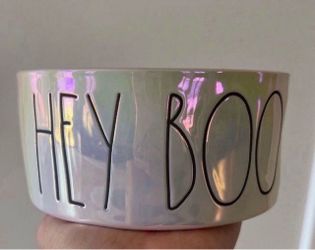 Rae Dunn HEY BOO dog bowl