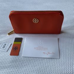 Tory Burch Zip Around Wallet Blood (Bright)Orange