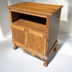 Beautifully crafted carve solid wood TV entertainment center /  pantry / microwave cart / cabinet w/lion feet. 