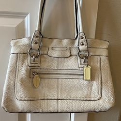 Coach White Leather Satchel Bag