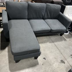 Convertible Sectional Sofa Couch, 3 Seat L-Shaped Sofa with Linen Fabric Ottoman Small Couch for Small Apartments, Living Room and Office (Linen Fabri