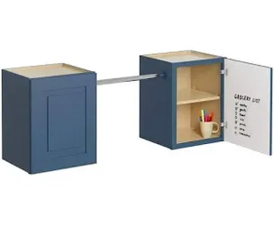 MILL'S PRIDE Greenwich or Richmond laundry room wall cabinet set in Aspen Green, featuring a shaker-style design and an adjustable hanging rod.