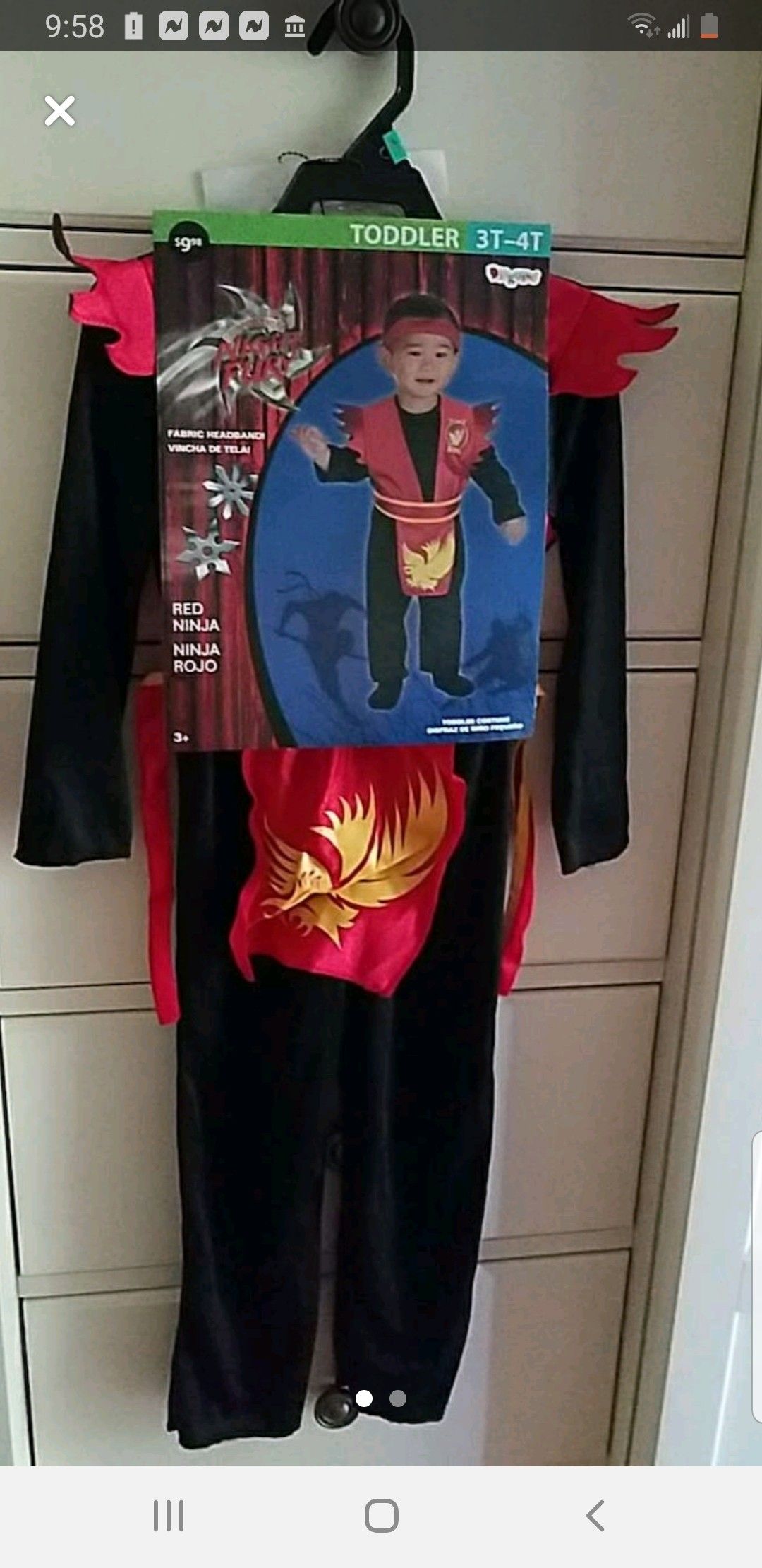 New ninja costume toddler