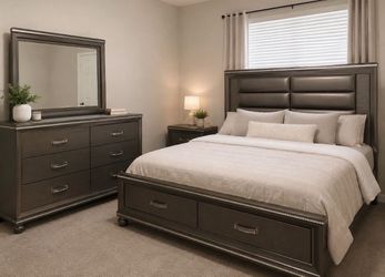 Dark Gray Bedroom Set with Storage
