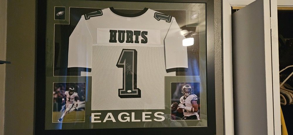 Jalen Hurts Signed Framed Jersey (Jsa)