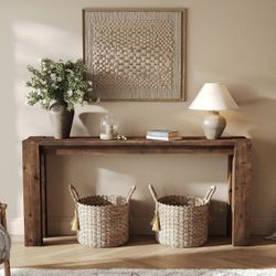 XK00839 Solid Wood Console Table for Entryway, 70.9-Inch Extra Long Farmhouse Sofa Table Behind Couch, for Living Room, Foyer, Hallway, Entrance, Rust