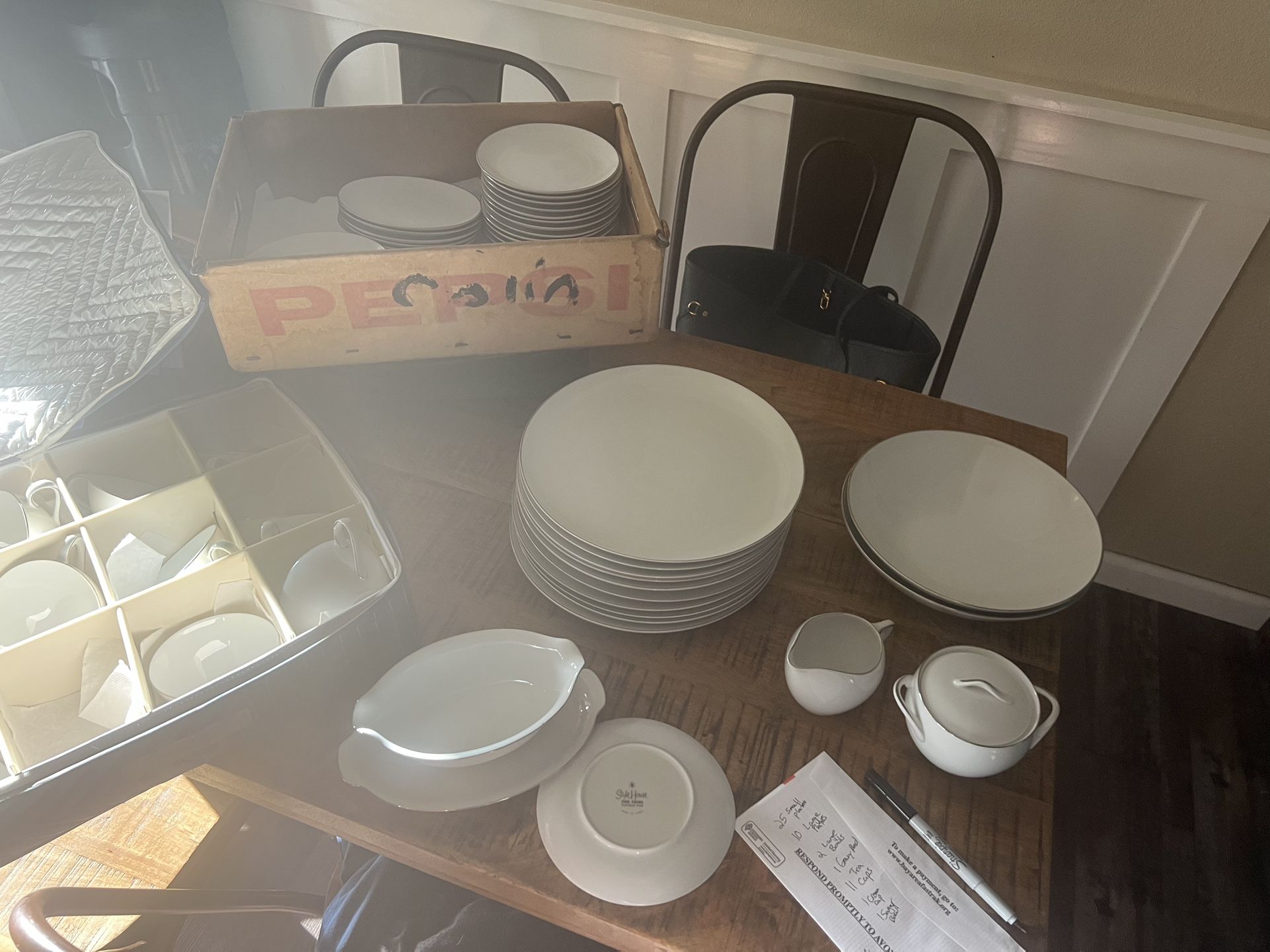 Style House Fine China /Sango Silver Snow Platinum Rim
