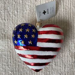 Christopher Radko Brave Heart U.S. Flag Christmas Ornament NWT