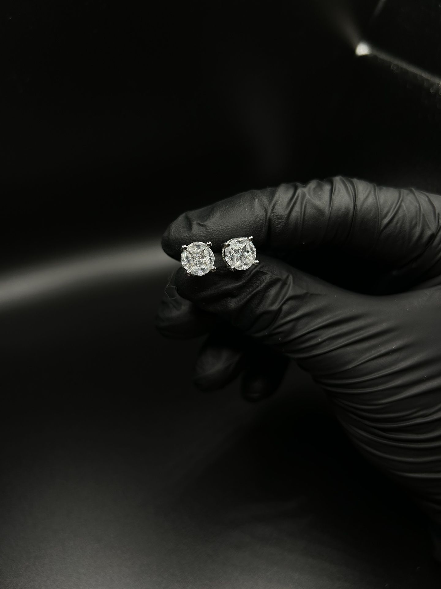 Silver -diamond Earrings For Men