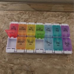 AM PM Pill Case Organizer Weekly Pop Up 7 Day Medicine Box Container  Color Medication Dispenser 