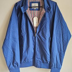 Ben Sherman Mens Harrington Royal Blue Bomber Jacket Size Small