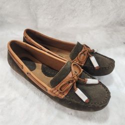 NEW - B.O.C BOC Women Brown Leather Boat Shoes Flats Slip-On Size 7.5-8 