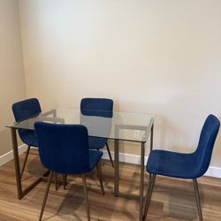 Dining Table And Blue Chairs