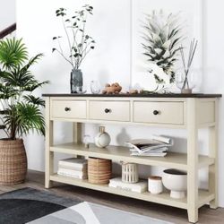 Espresso Rectangle Pine Console Table, New In Box, 