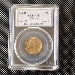 1938-D Jefferson Nickel - PCGS MS67