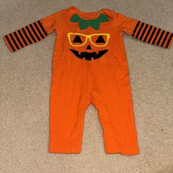 CELEBRATE Halloween One Piece Play Sleeper Outfit Snap Button PUMPKIN 6-9 Months