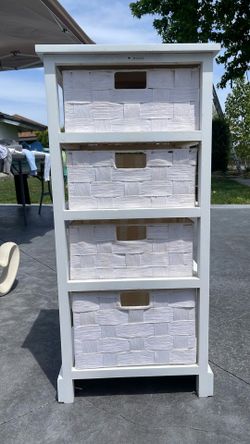 White Basket Storage Cabinet