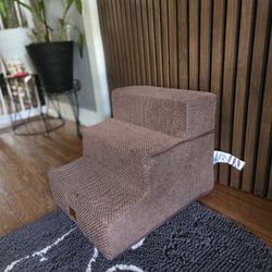 EHEYCIGA Dog Stairs for Small Dogs 13.5" H, 3-Step Dog Steps for Couch Sofa and Chair, Pet Steps for Small Cats, Non-Slip Balanced Pet Ramp Indoor, Br