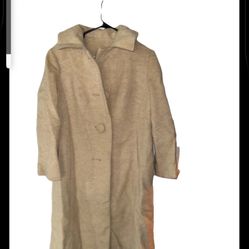 Vintage Johnson Doug Expert Shanghai Ladies Taylor Ivory Oatmeal Full coat S?M?