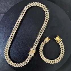 20” Gold-Tone Cuban Link Necklace + 8” Matching Bracelet Set – NEW