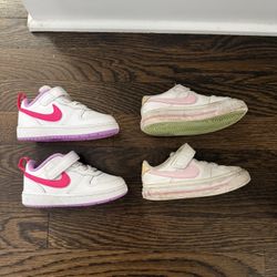Pair Of Girls Toddler Nike Sneakers Size 6.5 