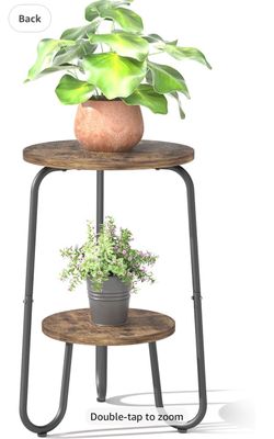2 Tier Wood Plant Stand Indoor, Rustic Brown