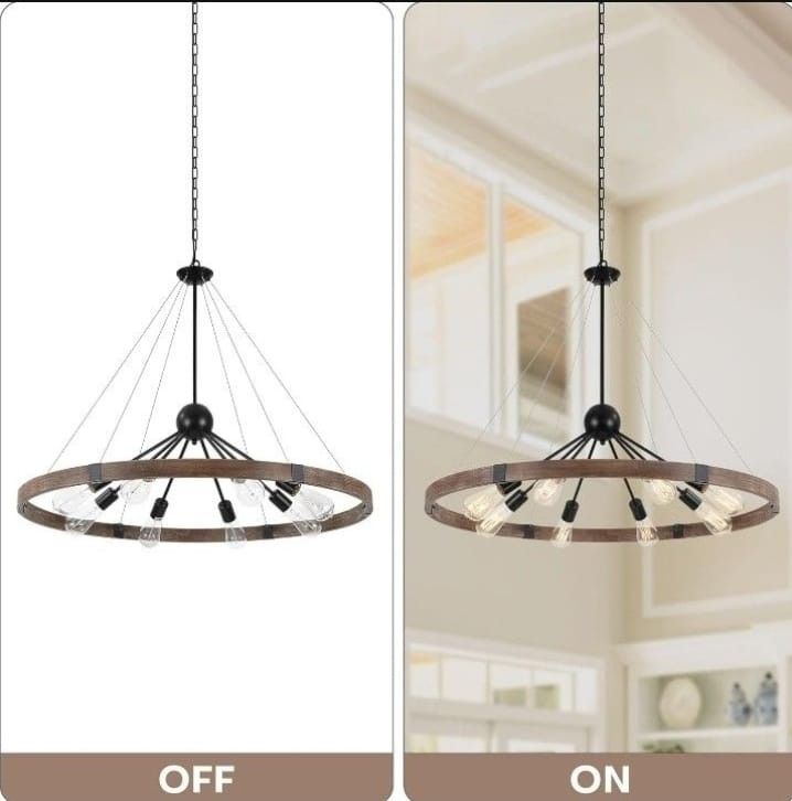 FARMHOUSE WAGON WHEEL CHANDELIER