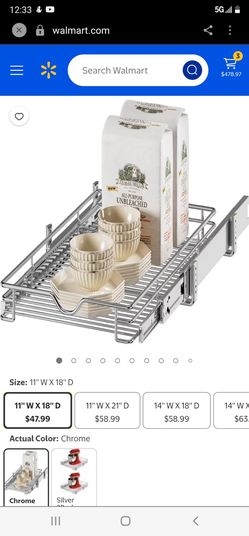 Pull Out Cabinet Organizer (11" W x 18" D), Pull Out Drawers for Kitchen Cabinets, Slide Out Cabinets Shelves,1 Tier Pull Out Cabinet Drawer Organizat