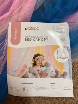 Rainbow glow in the dark stars bed canopy
