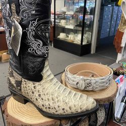 Botas Vaqueras De piel Original Con Cintiron Color Natural 