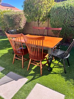 Farmhouse Dining Table with 6 Windsor Chairs