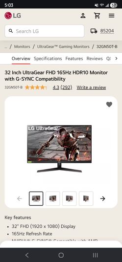 LG ultra gear 32 inch FHD 165Hz  1ms response time