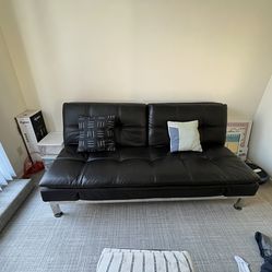 Leather Futon Sofa Bed – Compact Couch for Small Spaces