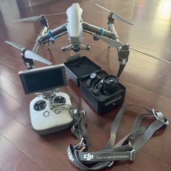 DJl Inspire 2 drone with its controller and a DJI Zenmuse X5S camera.