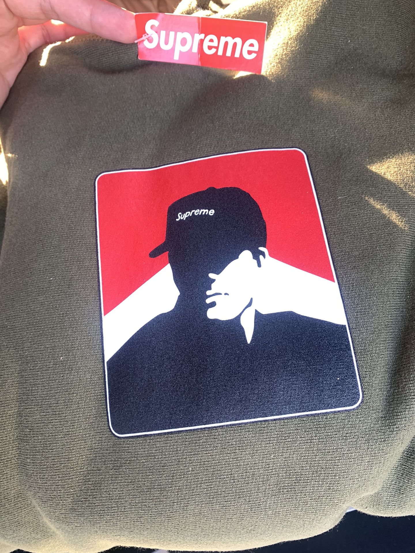 Supreme Portrait Olive Hooded Sweater $215