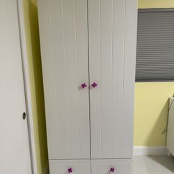 White Kids Wardrobe / Armoire with Drawers