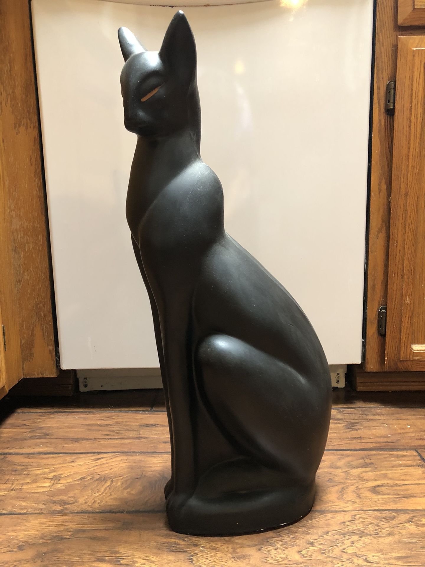 Vintage Chalkware Black Cat Statue Bank