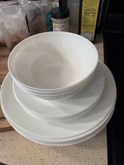 12-Piece Home White Glass Dinnerware Set