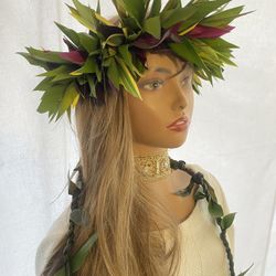 Ti Leaf Hawaiian Haku Head Crown