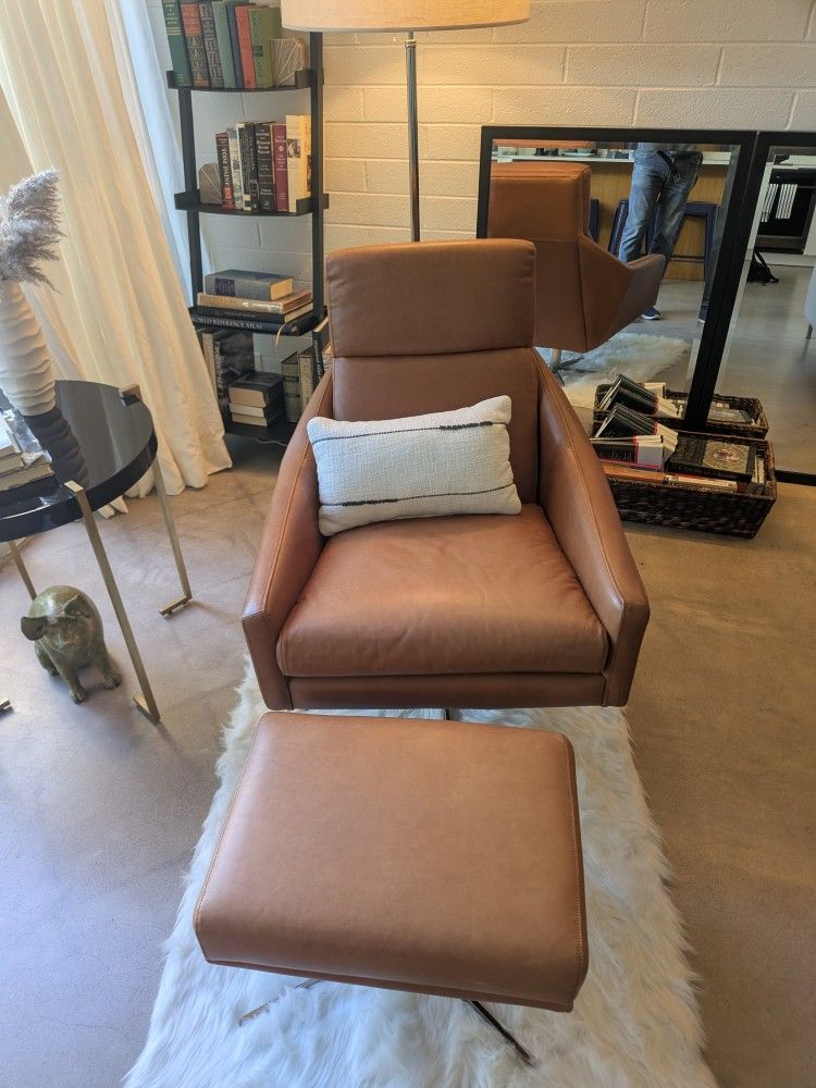 Beautiful Leather Lounge Chair And Ottoman