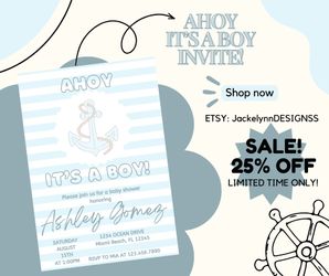 Ahoy It’s A Boy Digital Invite (Link Below To Shop)
