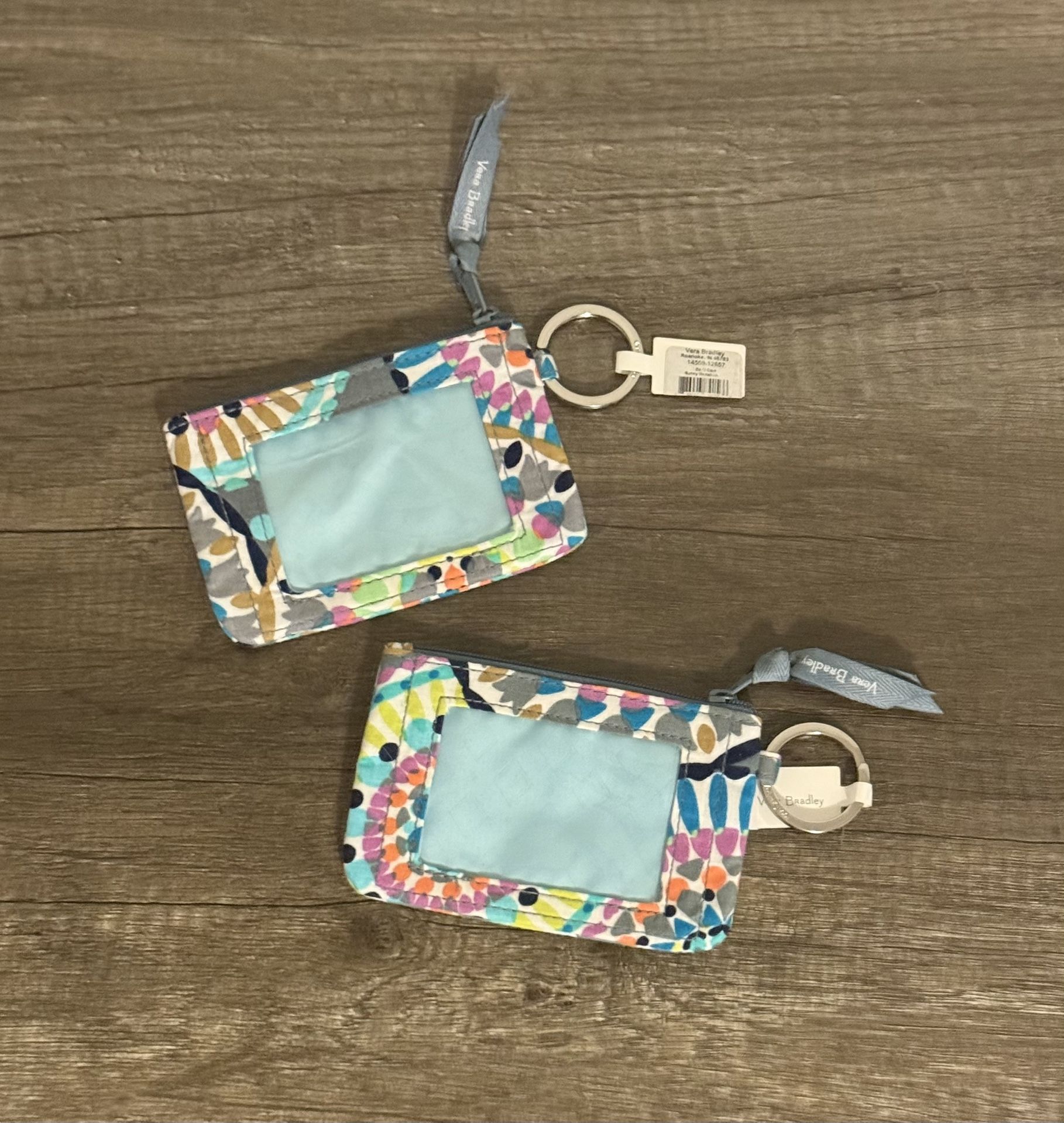 Vera Bradley Zip-Up Change Purse + ID Card Holder Keychains