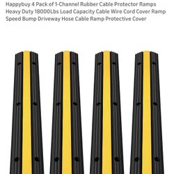$40 Brand New Happybuy 4 Pack of 1-Channel Rubber Cable Protector Ramps Heavy Duty 18000Lbs Load Capacity Cable Wire Cord Cover Ramp Speed Bump Drivew