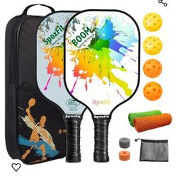 Brand New Pickleball Paddle Set Of 2,4 Balls,Carry Bag,Grip Tapes